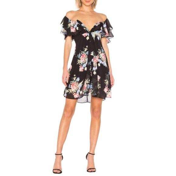 NWT LPA Revolve Floral Button Up Mini Dress in Midnight Roses Sz. XXS - Picture 2 of 3